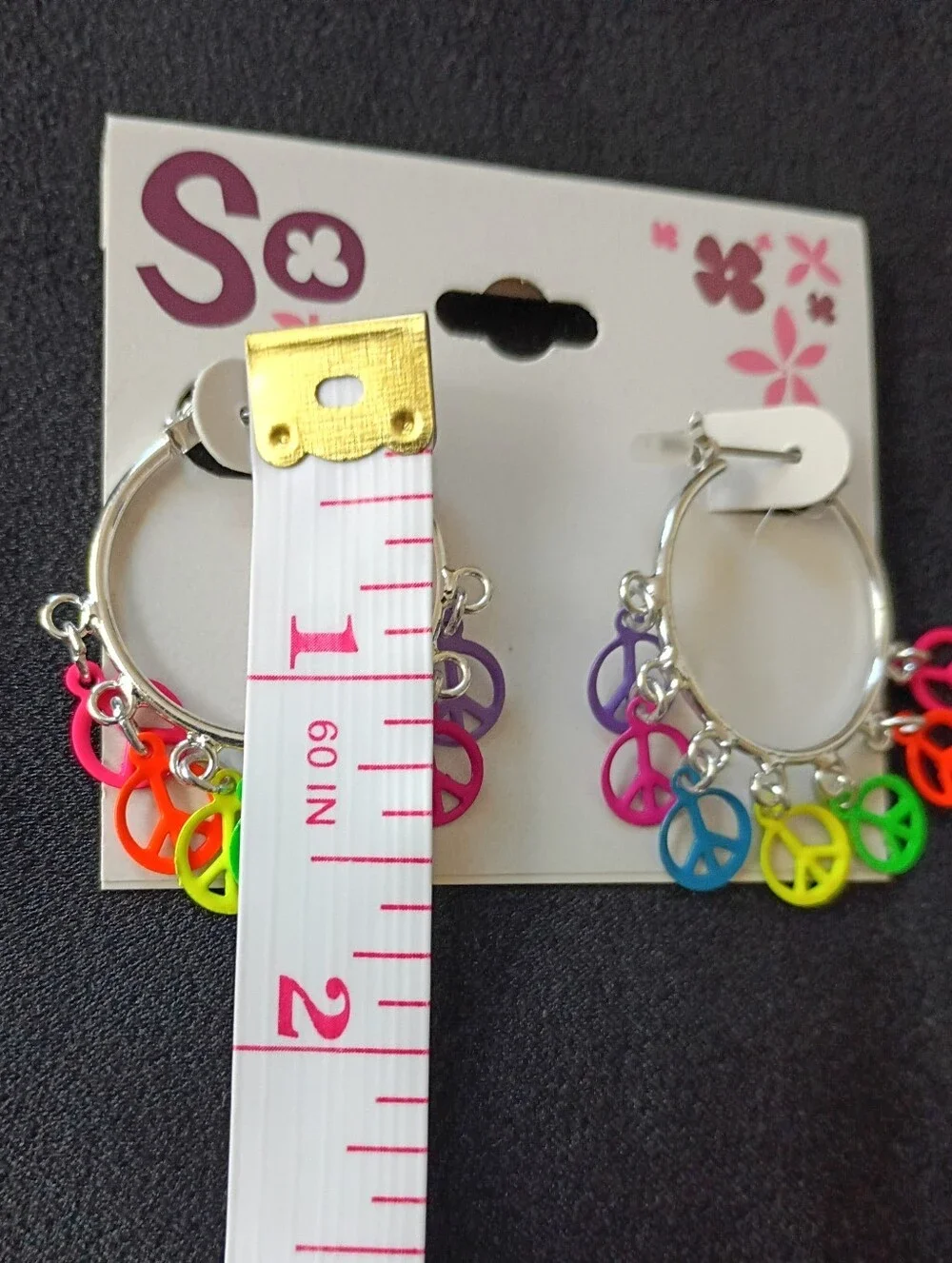peace sign earrings symbol dangle silver tone colorful whimsical fashion jewelry